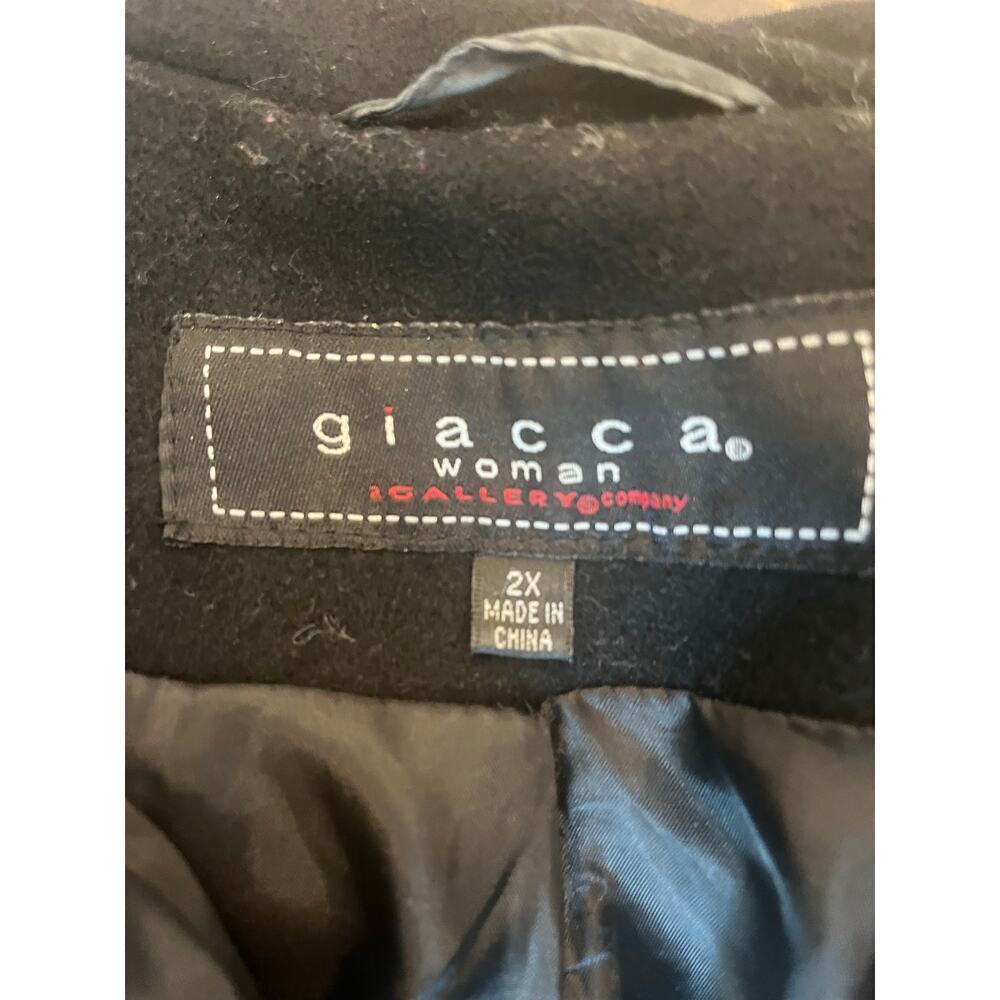 Giacca Wool Blend Pea Coat Jacket Women 2X Fall Winter Career Minimalist Luxary - Picture 3 of 11